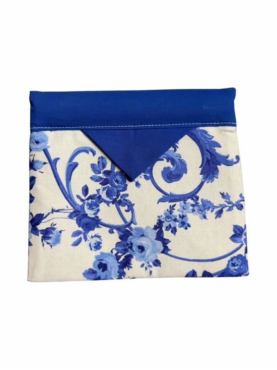 Hand Crafted Handbags - Hand Crafted Snap Bag Pouch Blue Floral Envelope Clutch Coin Purse Card Holder